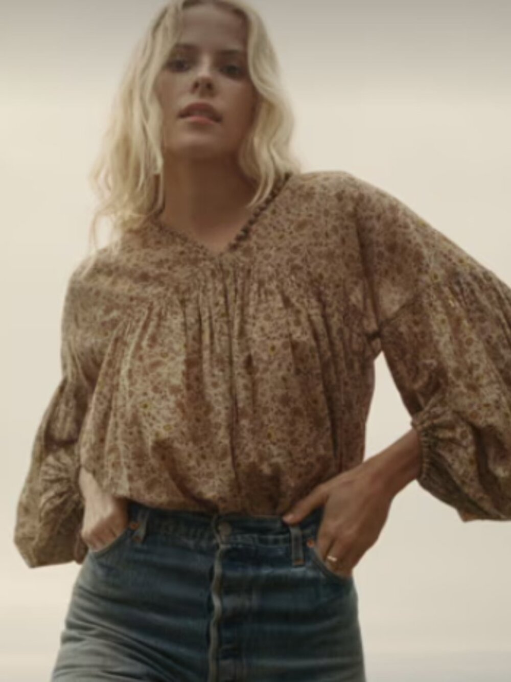 Doen Thistle Top in Jaipur Mustard Floral